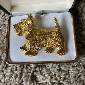 Vintage Douglas Paquette Gold Toned Scottie Brooch